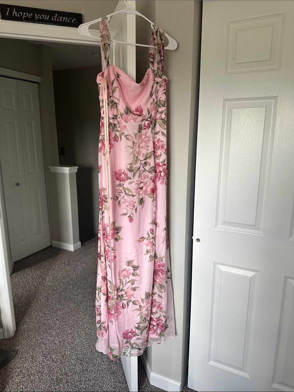 Lulus Magical Magnetism Light Pink Floral Off-the-shoulder Maxi Dress - Size M - Picture 2 of 4
